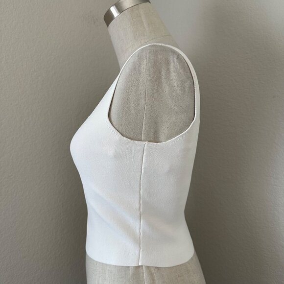 A.L.C. Victoria Knit Top Sleeveless Square Neckline Sleek Minimalist White XS - Picture 5 of 10